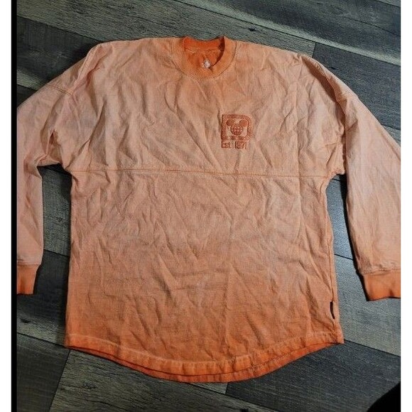Disney Parks Walt Disney World Orange Peach Coral Ombre Glitter Spirit Jersey XS - Picture 7 of 10
